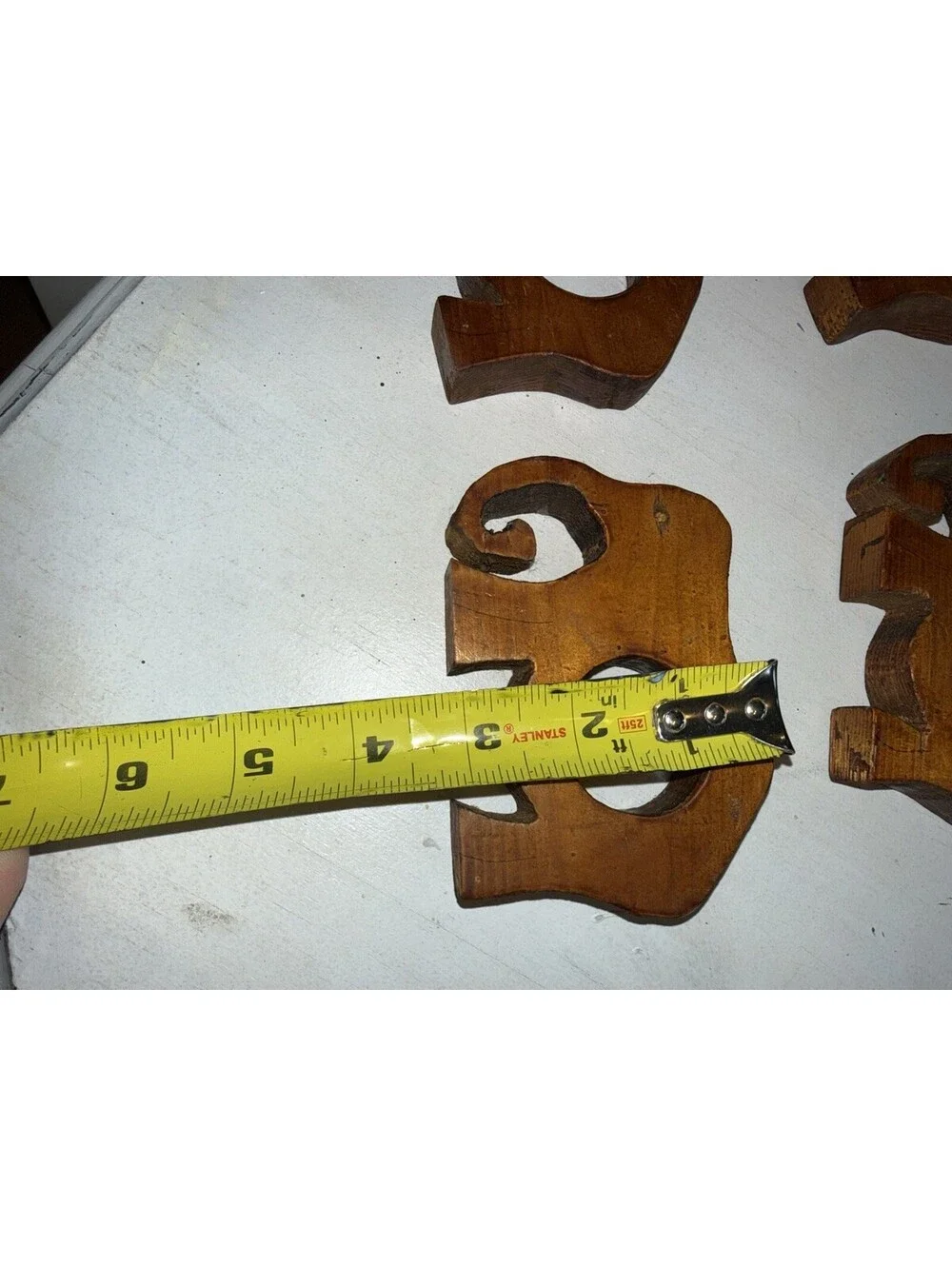 Vintage Hand Carved Wooden Elephant Napkin Holders Philippines Set Of 6 1970's
